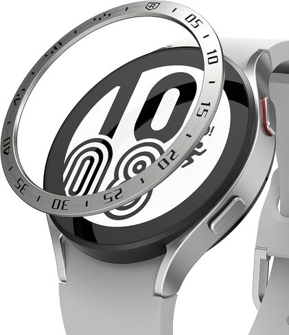 تصميم Ringke Bezel متوافق مع ساعة Samsung Galaxy Watch 5 44 مم وGalaxy Watch 4 (44 مم) غطاء حلقة لاصق مضاد للخدش [الفولاذ المقاوم للصدأ] - فضي [44-01] in Saudi Arabia