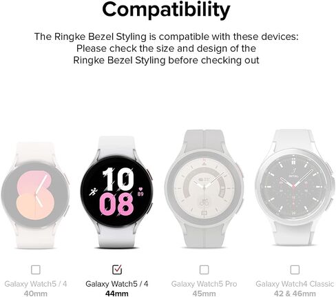تصميم Ringke Bezel متوافق مع ساعة Samsung Galaxy Watch 5 44 مم وGalaxy Watch 4 (44 مم) غطاء حلقة لاصق مضاد للخدش [الفولاذ المقاوم للصدأ] - فضي [44-01] in Saudi Arabia