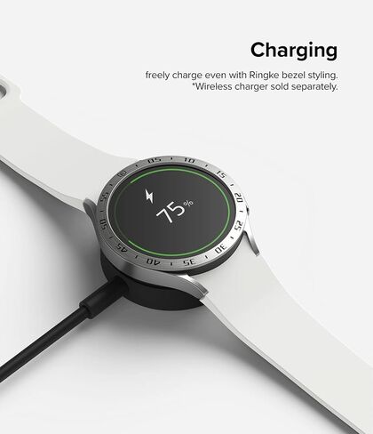 تصميم Ringke Bezel متوافق مع ساعة Samsung Galaxy Watch 5 44 مم وGalaxy Watch 4 (44 مم) غطاء حلقة لاصق مضاد للخدش [الفولاذ المقاوم للصدأ] - فضي [44-01] in Saudi Arabia