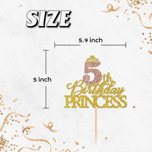 Princess 1st Birthday Cake Topper, Rose Gold Glittery Crown Sign, Reusable Cake Picks for Girls Birthday Party Favors Decor in Saudi Arabia