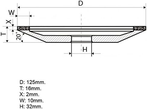 Dia 5 inch. Hole 1.26" (32mm.) Width: 0.4" (10mm.) Type: 12A2-20 Dish Abrasive Diamond Grinding Wheel for Tungsten Carbide Teeth, Circular Saw (125/100 Micron (150 Grit)) in Saudi Arabia