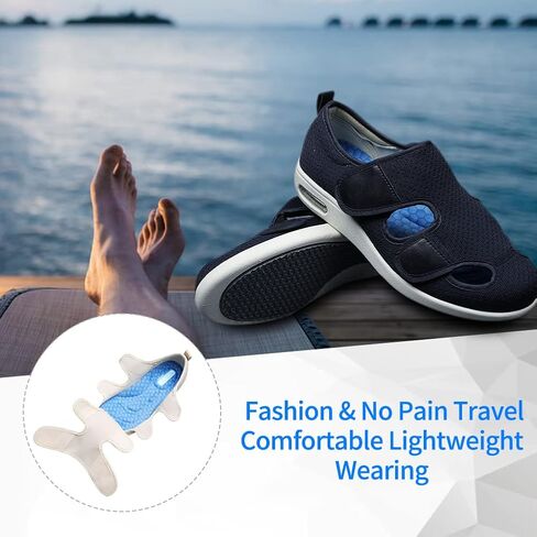 أحذية MEJORMEN النسائية ذات العرض الممتد لمرضى السكري، صنادل قابلة للتنفس للاستخدام الداخلي/الخارجي، شباشب إغلاق قابلة للتعديل لكبار السن والأقدام المتورمة in Kuwait