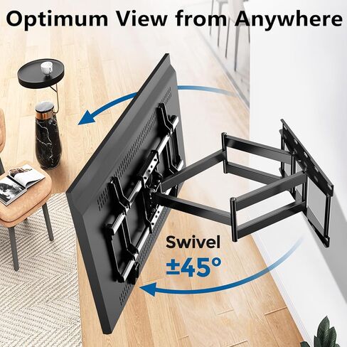 Full Motion Wall Mount for 37"-85" TVs, Swivel and Tilt Bracket with Swivel Articulating Dual Arms, Max VESA 600x400mm, 135 lbs, 16" Wood Studs in Kuwait