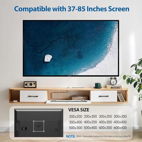 Full Motion Wall Mount for 37"-85" TVs, Swivel and Tilt Bracket with Swivel Articulating Dual Arms, Max VESA 600x400mm, 135 lbs, 16" Wood Studs in Kuwait