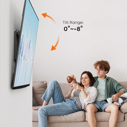 حامل جدار تلفزيون مائل من PUTORSEN لمعظم أجهزة التلفاز مقاس 37-80 بوصة، يصل وزنها إلى 165 رطلًا، إمالة 8 درجات لرؤية أفضل، حامل تلفزيون مثبت على الحائط مع قفل وإصدار سريع، بحد أقصى 600 * 400 مم، يناسب 16 بوصة/18 بوصة/24 بوصة عشيق in Kuwait