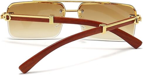 Gleyemor Mens Rimless Rectangle Sunglasses Fashion Frameless Square Glasses for Men in Kuwait