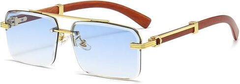 Gleyemor Mens Rimless Rectangle Sunglasses Fashion Frameless Square Glasses for Men in Kuwait