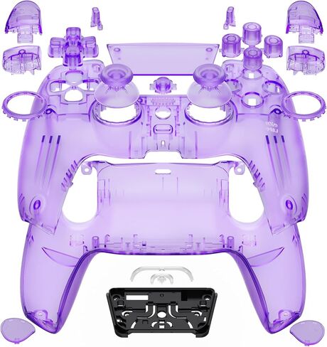 مجموعة كاملة من أزرار غطاء لوحة اللمس المعاد تصميمها من eXtremeRate Luna متوافقة مع وحدة تحكم ps5 BDM-030 BDM-040، حافظة غطاء علوي سفلي بديل أسود شفاف متوافقة مع وحدة تحكم ps5 in Saudi Arabia