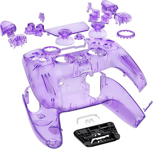 مجموعة كاملة من أزرار غطاء لوحة اللمس المعاد تصميمها من eXtremeRate Luna متوافقة مع وحدة تحكم ps5 BDM-030 BDM-040، حافظة غطاء علوي سفلي بديل أسود شفاف متوافقة مع وحدة تحكم ps5 in Saudi Arabia