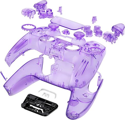 مجموعة كاملة من أزرار غطاء لوحة اللمس المعاد تصميمها من eXtremeRate Luna متوافقة مع وحدة تحكم ps5 BDM-030 BDM-040، حافظة غطاء علوي سفلي بديل أسود شفاف متوافقة مع وحدة تحكم ps5 in Saudi Arabia