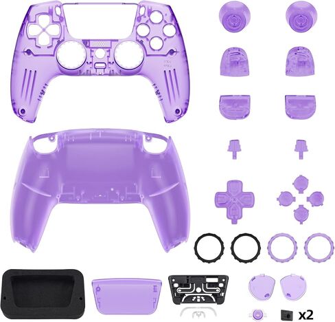 مجموعة كاملة من أزرار غطاء لوحة اللمس المعاد تصميمها من eXtremeRate Luna متوافقة مع وحدة تحكم ps5 BDM-030 BDM-040، حافظة غطاء علوي سفلي بديل أسود شفاف متوافقة مع وحدة تحكم ps5 in Saudi Arabia