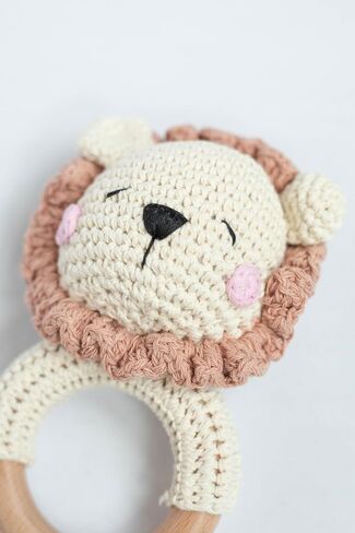 Wooden Baby Rattle - Bunny Handcrafted Newborn Toys 0-6 Months - Organic Crochet Stuffed Animal Sensory Toy for Girls & Boys - Cute Baby Shower Gift (Bunny) in Saudi Arabia
