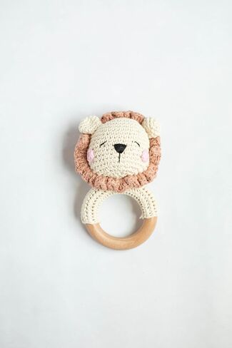Wooden Baby Rattle - Bunny Handcrafted Newborn Toys 0-6 Months - Organic Crochet Stuffed Animal Sensory Toy for Girls & Boys - Cute Baby Shower Gift (Bunny) in Saudi Arabia