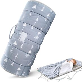 Nap Mat with Removeble Pillow and Fleece Blanket for Regalo My Cot/Joovy Travel Cot, Super Soft & Skin Friendly, Perfect Kids Sleeping Mats/Sleeping Bag for Preschool Daycare Boys and Girls, Grey