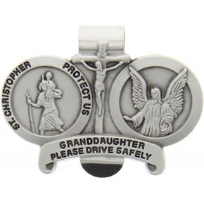 Granddaughter Please Drive Safely St. Christopher Visor Clip