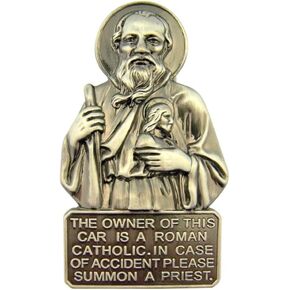 Pewter Protect Us on Our Journey Auto Visor Clip - Fleur De Lis Crucifix