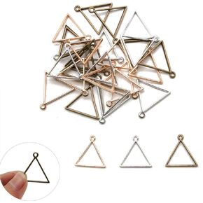 DonLeeving Luckycivia 30 PACK Triangle Framework Open Back Bezel, Zinc Alloy Open Back Bezel Pendant Blanks, Alloy Accessories for Jewelry Making,29mmx29mm(Bronze & Silver & Rose Gold).