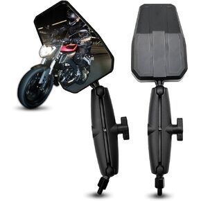 Motorcycle Mirrors, 8MM 10MM Motorbike Rear View Mirror Foldable Fit for Handlebar ATV Adventure Dirt Street Bike Scooter ATV's Quad Coolster Snowmobile, 360 Degrees Rotating