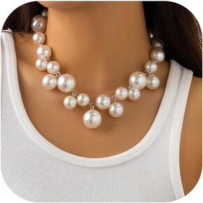 Pearl Necklace for Women Big Chunky Pearl Choker Necklace Exaggerated Large Pearl Necklace Dainty Statement Bride Wedding Jewelry Gifts