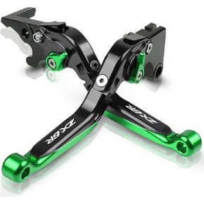 Motorcycle Accessories Adjustable CNC Brakes Clutch Levers Handle for Kawasaki ZX6R ZX 6R 636 ZX6 R ZX-6R 2007-2018 (Black+Green)