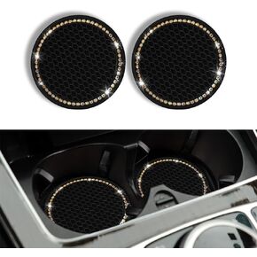 2PCS Bling Car Cup Coaster, Universal Non-Slip Cup Holders Embedded in Ornaments Coaster, 2.75In Car Drink Cup Mat, Vehicle Interior Decor Accessories (AB, 2PCS)