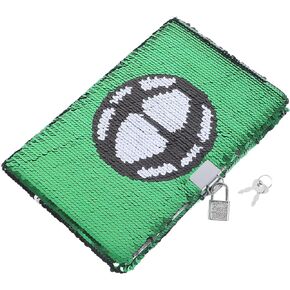 MAGICLULU Boys Sports Gifts Football Sequin Journal Notebook with Lock Football Gifts Daily Sequin Notebook Soccer Set Girls Diary with Lock and Key Diary Notebook Sequins Lining