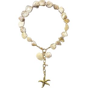 Shell Starfish Necklace, Oversized Shells and Clam Necklace, Boho Bridal Jewelry, Summer Beach Wedding Jewelry, Conch Chunky Necklace