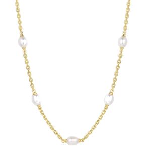 قلادة جورجانا فيبي بيرل ستيشن، مطلية بالذهب عيار 18 قيراط مع لؤلؤ المياه العذبة البيضاء، سلسلة قابلة للتعديل in Kuwait