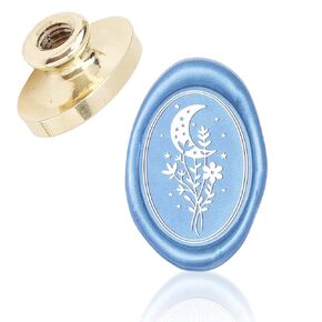 CRASPIRE Moon Wax Seal Stamp Head Leaves Sealing Wax Stamp Head Olny No Handle 25mm Plant Oval Removable Brass Stamp Head for Wedding Invitations Christmas Envelopes Craft Adhesive Waxing
