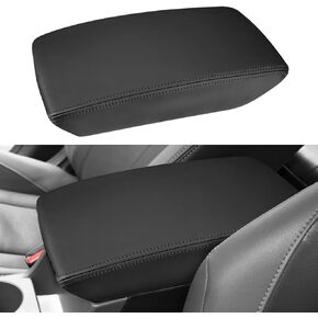 INTGET Car Center Console Armrest Cover for Subaru Crosstrek/Impreza Accessories 2024 Leather Arm Rest Box Lid Middle Console Seat Cover Protector (2024+(with pad), Black Stitches)