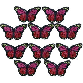 (10 Pack) Butterfly Embroidered Sew Iron On Applique Patches-Purple