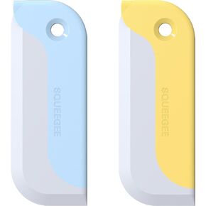 2 Pack Small Squeegees, Mini Squeegee for Windows, Mirrors, Bathroom Glass Shower Mirrors and Counter, Kitchen Countertops and Sink. Dish Scraper for Cleaning Up Dish Residue. 2 Packset(Blue & Yellow)