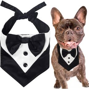 Dog Tuxedo for Small Dogs - Cool Engagement Gift, Dog Wedding Attire Suit with Bow Tie, Dog Tux Wedding Costume Bandana Engagement Gifts, Wedding Gift Signs, Bridal Shower Photography Props