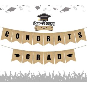 لافتة التخرج من الخيش، لافتة تهنئة ريفية عتيقة للخريجين 2024، لا تحتاج إلى لافتة تخرج من DIY، ديكورات حفلات التخرج لديكور الكلية في الفصول الدراسية والحفلات الراقصة in Kuwait