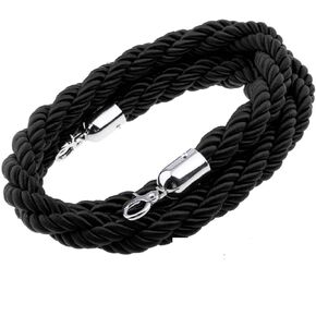 5 Feet (1.5 Meter) Black Queue Barrier Twist Rope, New Queue Divider Stanchions Crowd Control Barrier Rope Velvet Queue Barrier for Posts Stands with Chrome Hooks (59 Inch)
