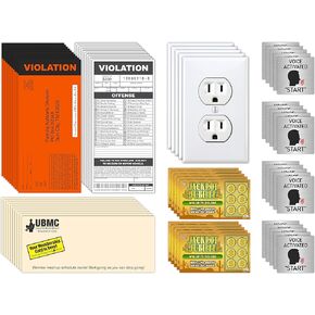 Prank Gag Practical Joke Set Kit, Joke Gag Parking & Lottery Tickets, Outlet Sticker Decals, Voice Activated Stickers and Funny Envelope, Includes 65 Total Pieces