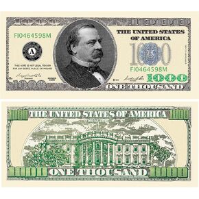 Pack of 25 Bills - $1,000.00 One Thousand Dollar Casino Party Novelty Fake Poker Money