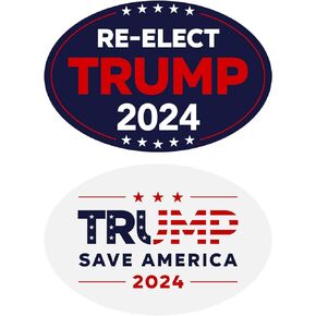 Republican Donald Trump 2024 Bumper Magnets – 2024 American Presidential Election, USA Flag Stars Blue and Red Stripes – for Cars, Trucks (Durable, Magnetic, Waterproof) | 4" x 6" | 2 per Pack (Set 2)