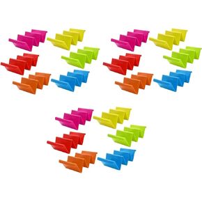 6/12/24 Pack Taco Holder Set, Large Colorful Taco Tray, Taco Stand Each Can Hold 2 or 3 Tacos, Food Grade PP Material, Taco Tray Holder, Tacos Holder for Party, Dishwasher and Microwave(12 Pack)