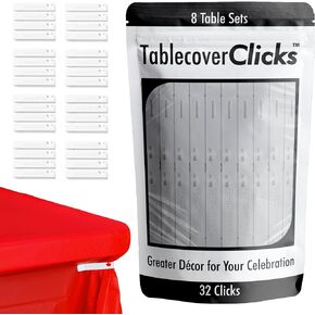 32 Pack of Reusable Tablecloth/Table-Cover Clips – Great for Disposable Plastic Table Covers – Celebration/Party Table Décor