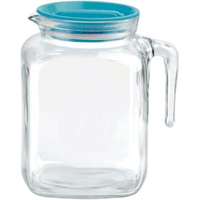 Bormioli Rocco Hermetic Seal Pitcher With Lid and Spout [68 Ounce] for Homemade Juice & Iced Tea or for Glass Milk Bottles, Clear