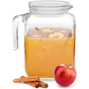 Bormioli Rocco Hermetic Seal Pitcher With Lid and Spout [68 Ounce] for Homemade Juice & Iced Tea or for Glass Milk Bottles, Clear