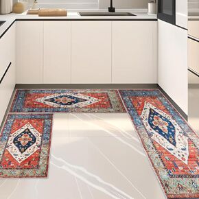 Kitchen Mats for Floor 3 Piece Set, Boho Kitchen Rug, Washable Kitchen Rugs Non Slip, Kitchen Rugs Farmhouse Style, Kitchen Anti Fatigue Mat for Hallways Kitchen Laundry Room
