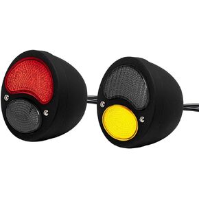 2 Pcs Vintage LED Tail Lights With Turn Signals Fit Ford Model A Hot Rod Rat-Rods, 12 V Custom Duolamp Stop Light Indicators For Trucks Cars Motorcycles Taillights, 12V Smoke PC Lens (Chrome)