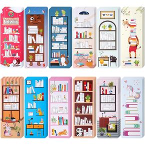 120PCS Book Tracker Bookmark Reading List Bookmarks Library Card Book Club Gifts Bible Reading Page Log Book Marker for Book Lover Student Kids Teacher Back to School Book Accessories Supplies
