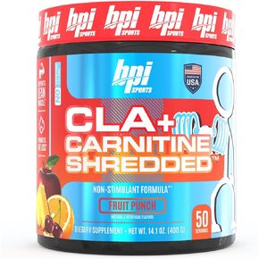 BPI Sports CLA + Carnitine Shredded Supports Lean Muscle & Promotes Fat Loss - Fruit Punch (14.1 oz. / 50 Servings)