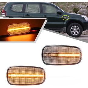 2Pcs Amber Dynamic Sequential Blink LED Side Marker Light for Toyota Scion XA XB 2003-2006 Front Fender Turn Signal Light Indicator Lamp Clear Lens