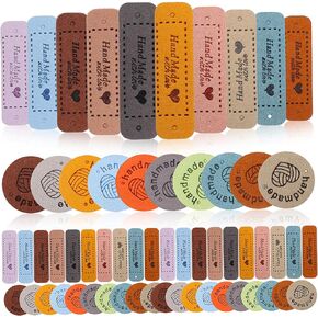 EXCEART 60pcs Crochet Hooks Leather Tags Label DIY Accessories for Clothing Handmade Labels Leather Tags for Crochet Items Crochet Accessories Sewing Labels Handmade Bag Love Microfiber
