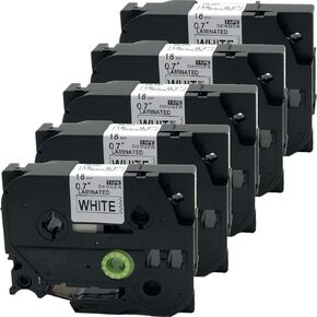 NEOUZA 5PK Compatible with Brother P-Touch Laminated TZe TZ Label Tape Cartridge 18mm x 8m (TZe-241 Black on White)
