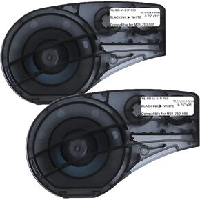 Compatible Label Tape Replacement for M21-750-595-WT-BK Black on White Vinyl Tape-2 Pack